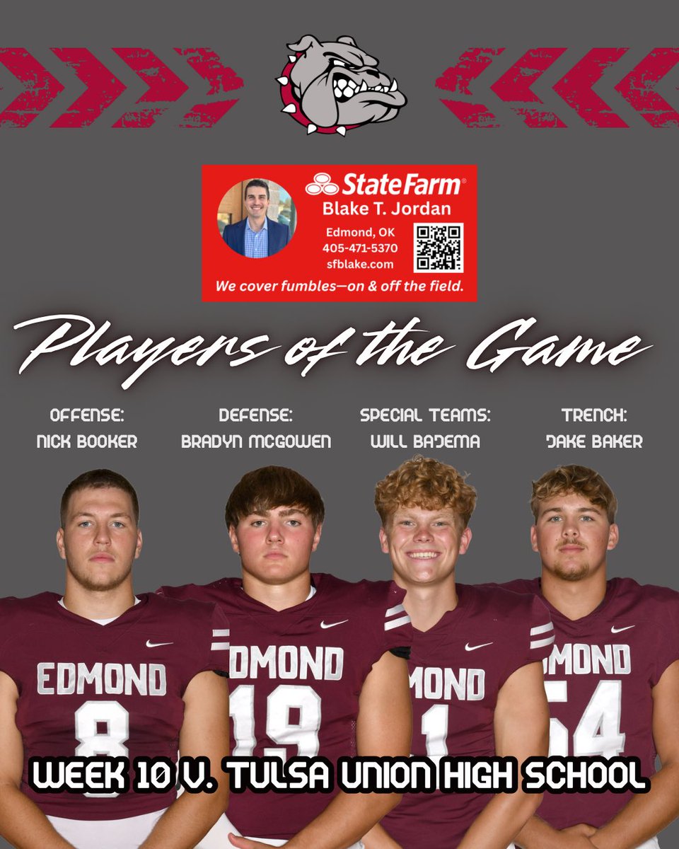 Congrats to our players of the game against Tulsa Union presented by Blake Jordan! #GoDogs