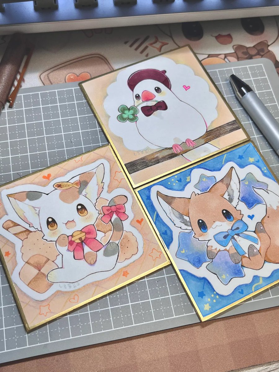 もふもふの豆色紙３枚をboothに追加しました！良いご縁がありますように🍀