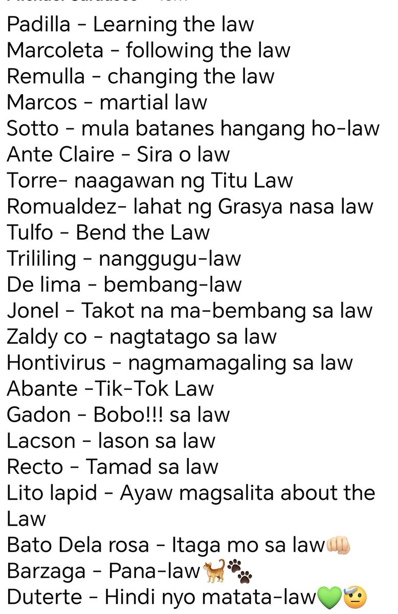 Law makers list daw..