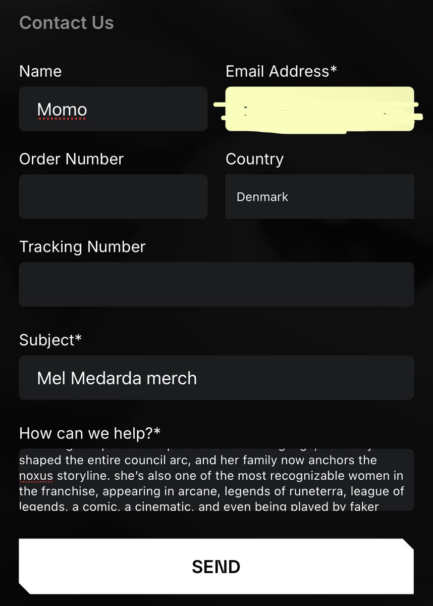 i recommend everyone to message the merch department of riot to ask for more mel (and ambessa, too) merch. this is one of the best ways to show demand.

if you’d like to fill out the form too, scroll to the bottom of this link: merch.riotgames.com/en-gb/