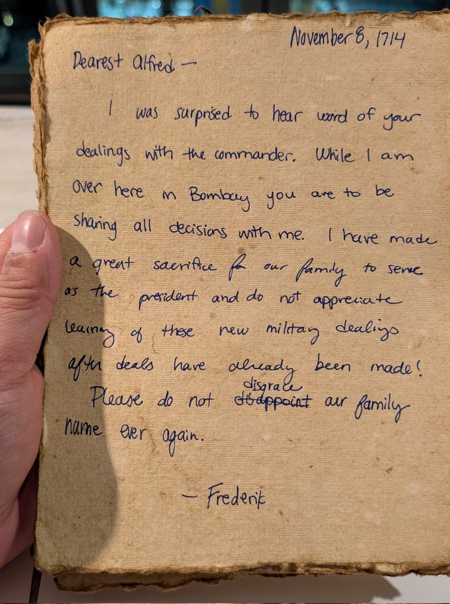 SebastianBae's tweet image. At #SDHISTCON, @wehrlegig led a game of &quot;John Company&quot; where people played as teams and wrote letters back and forth from India. The letters are absolute gold. I AM ROLLING! 🪙 😂