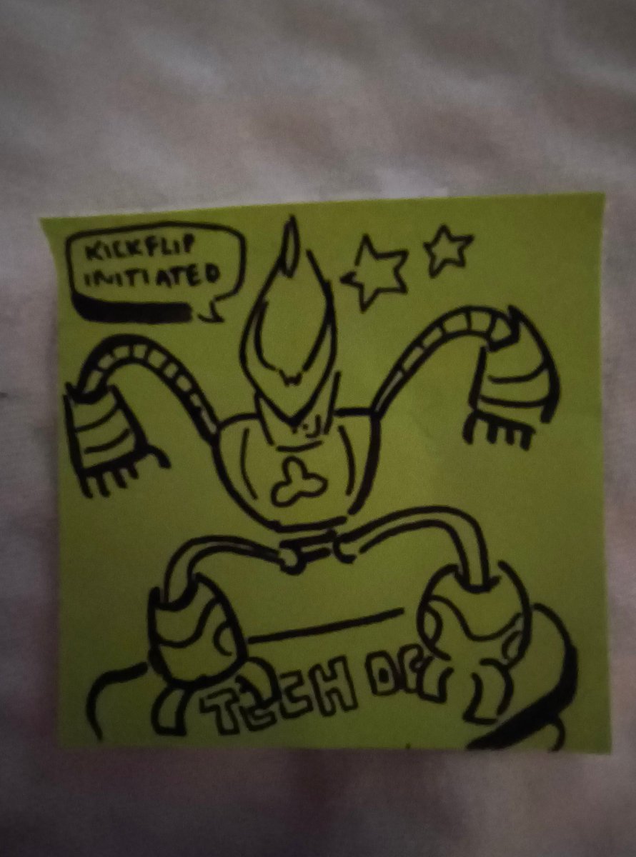 J____D____A's tweet photo. STUPID GOOD drawing of my boy Johnny W. All credit goes to @AdamBryceThomas best $45 Dollars I ever spent on a Sonic product of any kind. (Honorable mention to the two lovely people who drew on two sticky notes for me, I cannot for the life of me remember your stand name. 💀) https://t.co/RrR9EijZV7