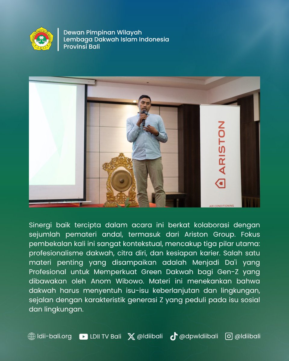 ldiibali's tweet photo. Da’i Muda LDII Bali Siapkan Diri Hadapi Isu Global: Fokus pada Green Dakwah dan Komunikasi
DENPASAR (7/11) — DPW LDII Provinsi Bali terus berinovasi mencetak Da’i profesional di era digital.
#LDIIBali #generusldii #LDIIUntukBangsa #ProfesionalReligius https://t.co/u7sbPHDqXE