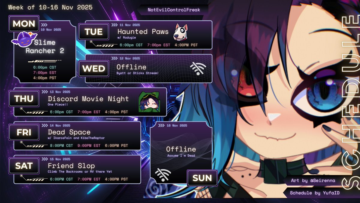 Schedule for this week! 
Hoping for a more 'normal' week... hopefully?