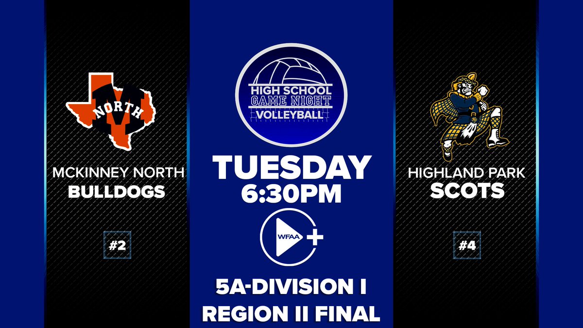 BIG news.  This Tuesday night, we're bringing you some HIGH-leverage playoff volleyball on WFAA+.

#2 <a href="/McKinneyNorthHS/">McKinney North HS</a>  vs. #4 <a href="/hp_volleyball/">Highland Park VB</a>, with a berth in the State Semifinals on the line.

Watch live for free on WFAA+, Tuesday night at 6:30!

<a href="/wfaa/">WFAA</a> #txhsvb <a href="/AustinTGCA/">TGCA</a>
