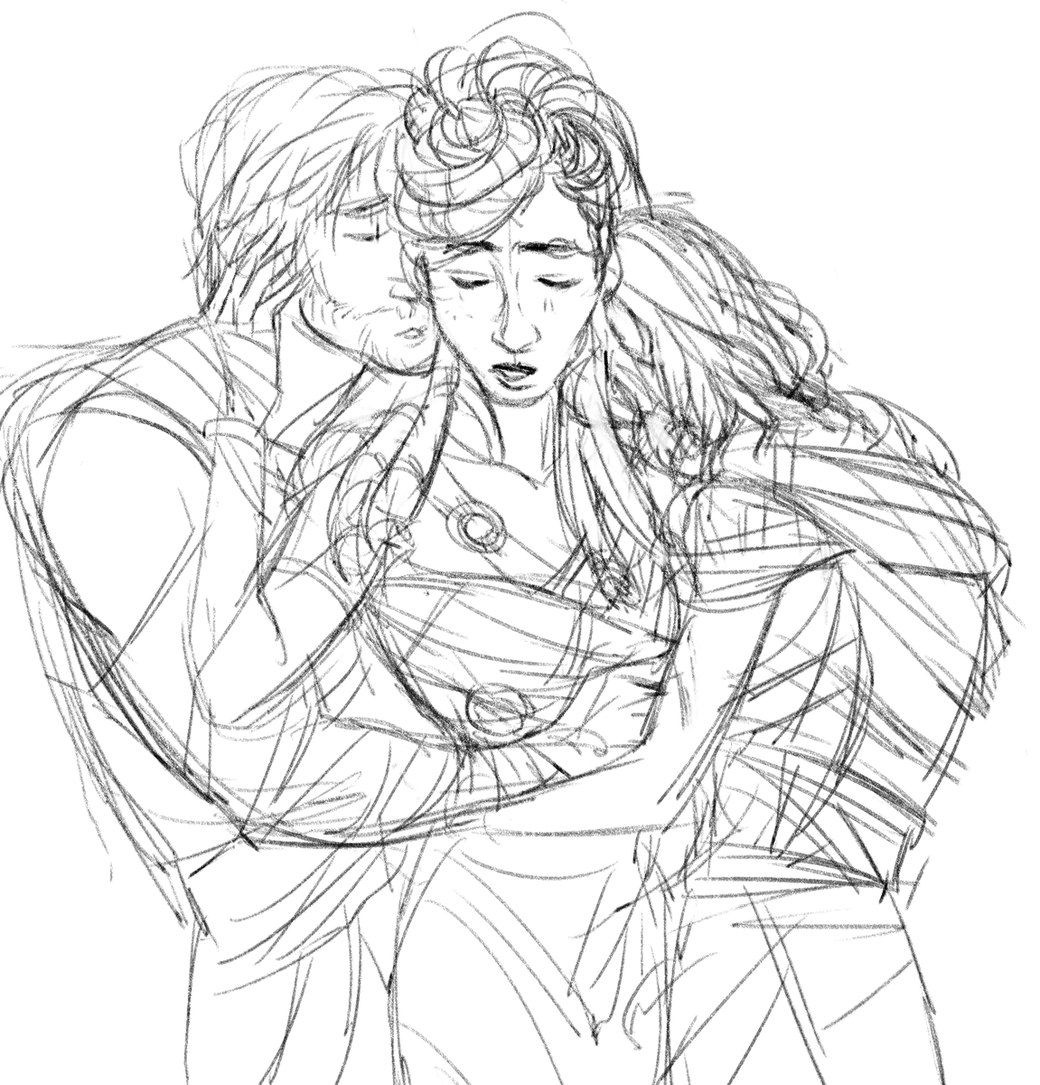 beaupollo's tweet image. heres a better wip sketch... ft commune mj designs that are subject to change but i liked the idea of her hair being half down