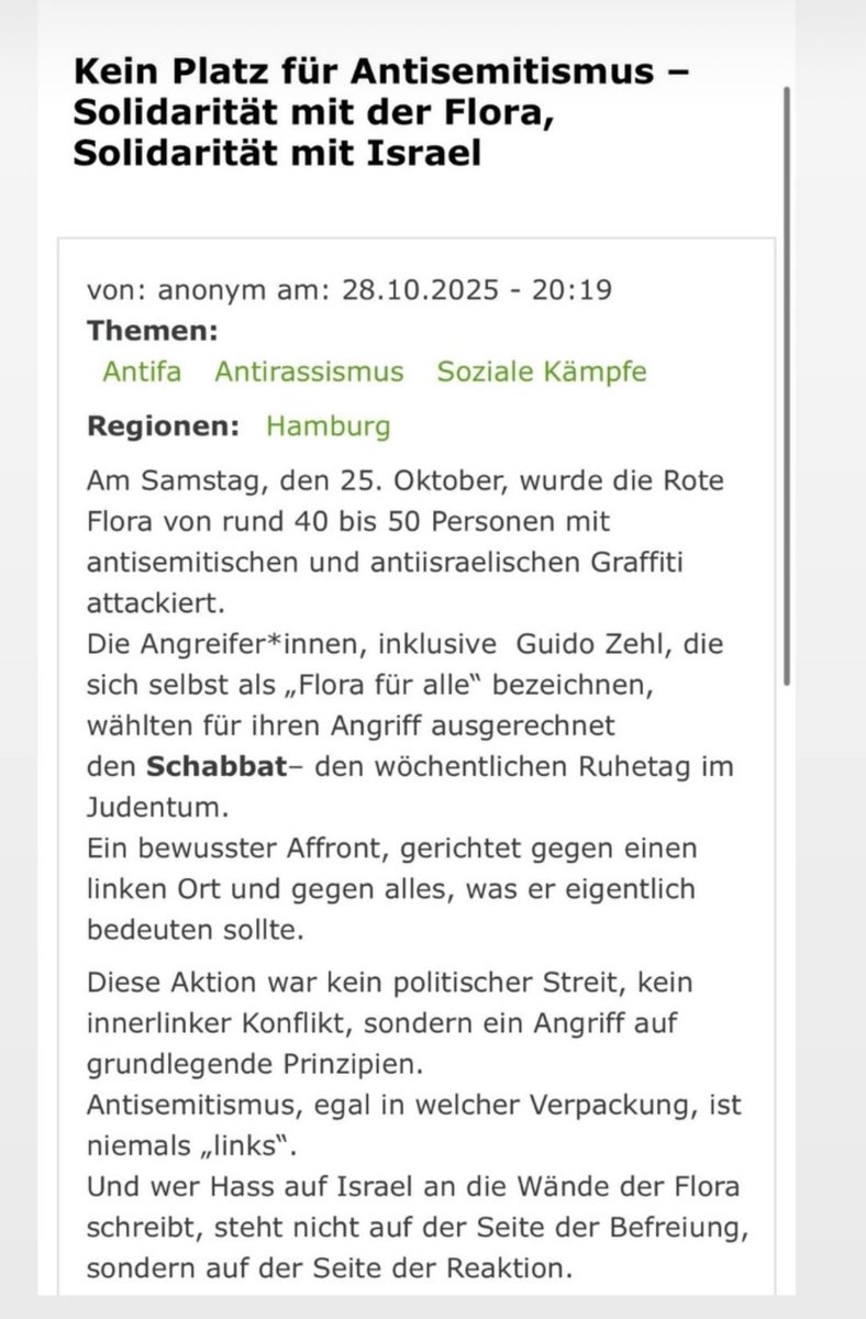 muehsamermarx's tweet photo. die flora mit palästina-fahnen zu bemalen ist antisemitisch weil - und nun haltet euch fest - das ganze am samstag gemacht wurde. https://t.co/MATVBI8UaA