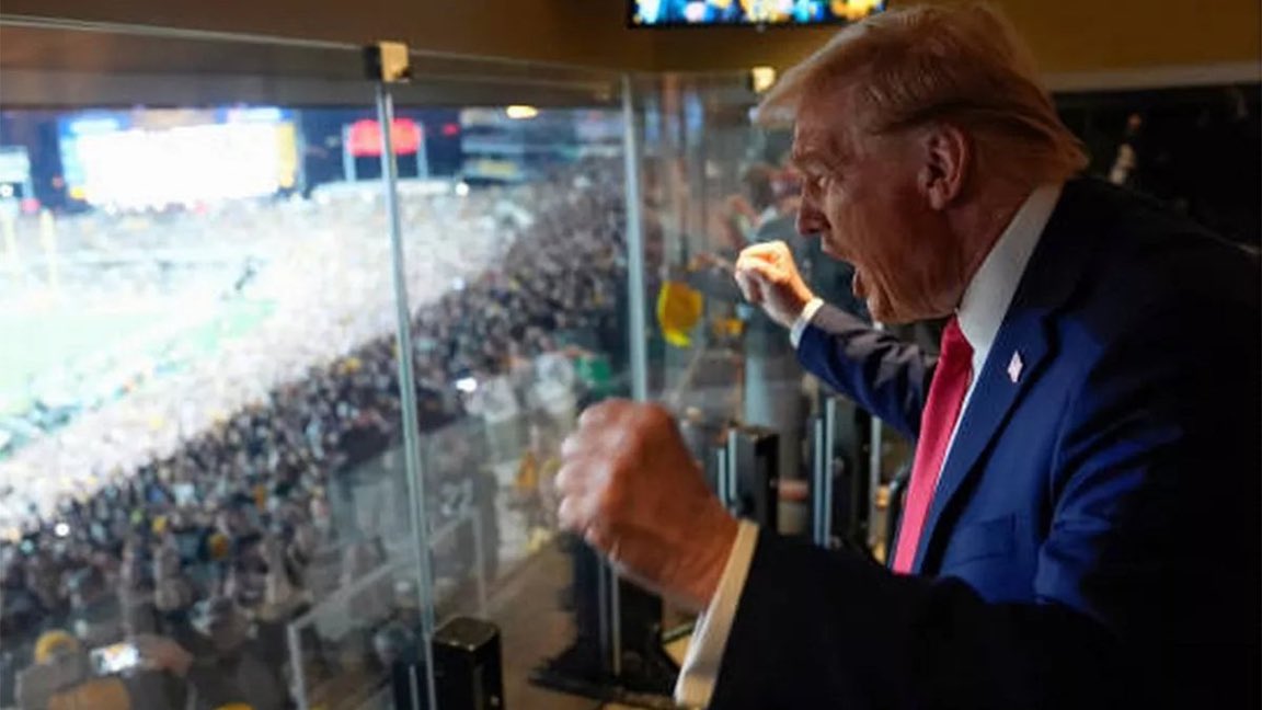 President Trump is at the Washington Commanders game. 

He is the first sitting President since 1978 to attend a regular season NFL game.

God bless America.
