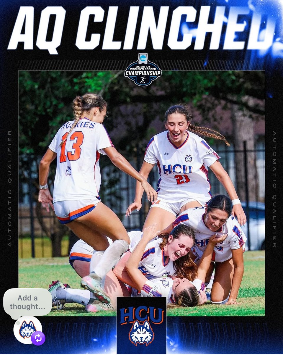 HCUGolf's tweet image. Awesome, Congratulations HCU Women’s Soccer on their SLC Championship! Dawgs Up Huskies!!!