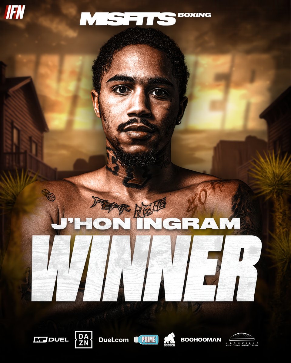 IfnBoxing's tweet photo. ‼️J'Hon Ingram Has Defeated Joseph Rivas Via 3rd Round TKO 🥊🔥

#MFDuel | #MisfitsBoxing | 
@DAZNBoxing | 
@MisfitsBoxing | 
@IfnBoxing https://t.co/HDa1t1B2zP
