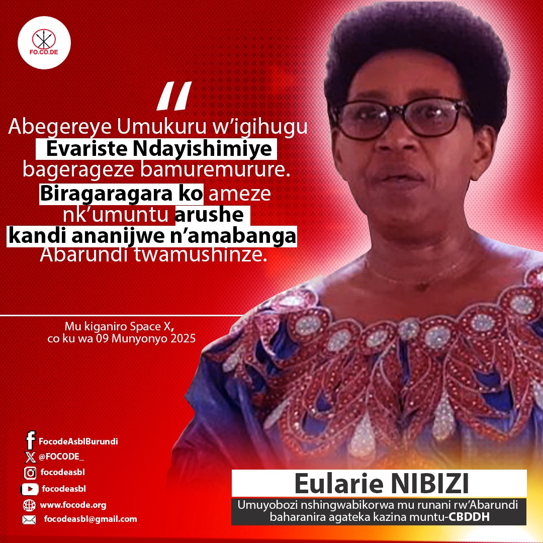La #CBDDH exprime tout son soutien à sa Directrice exécutive, Eulalie Nibizi(<a href="/eulalie_nibizi/">NIBIZI Eulalie</a>) suite à ses récentes déclarations en faveur de la justice, de la vérité et de la liberté d’expression.

Les défenseurs des droits humains ne doivent pas être intimidés pour leurs