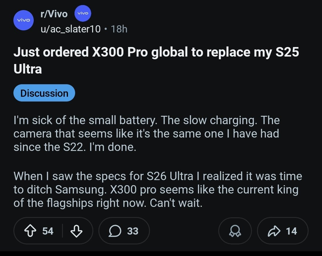 Abhinov_v's tweet image. Just another day of scrolling through reddit 🥱

Samsung has the most number of complains when it comes to battery life. 

Kinda obvious with that measly 5000mAh battery which has been recycled for past 6 generations 💀