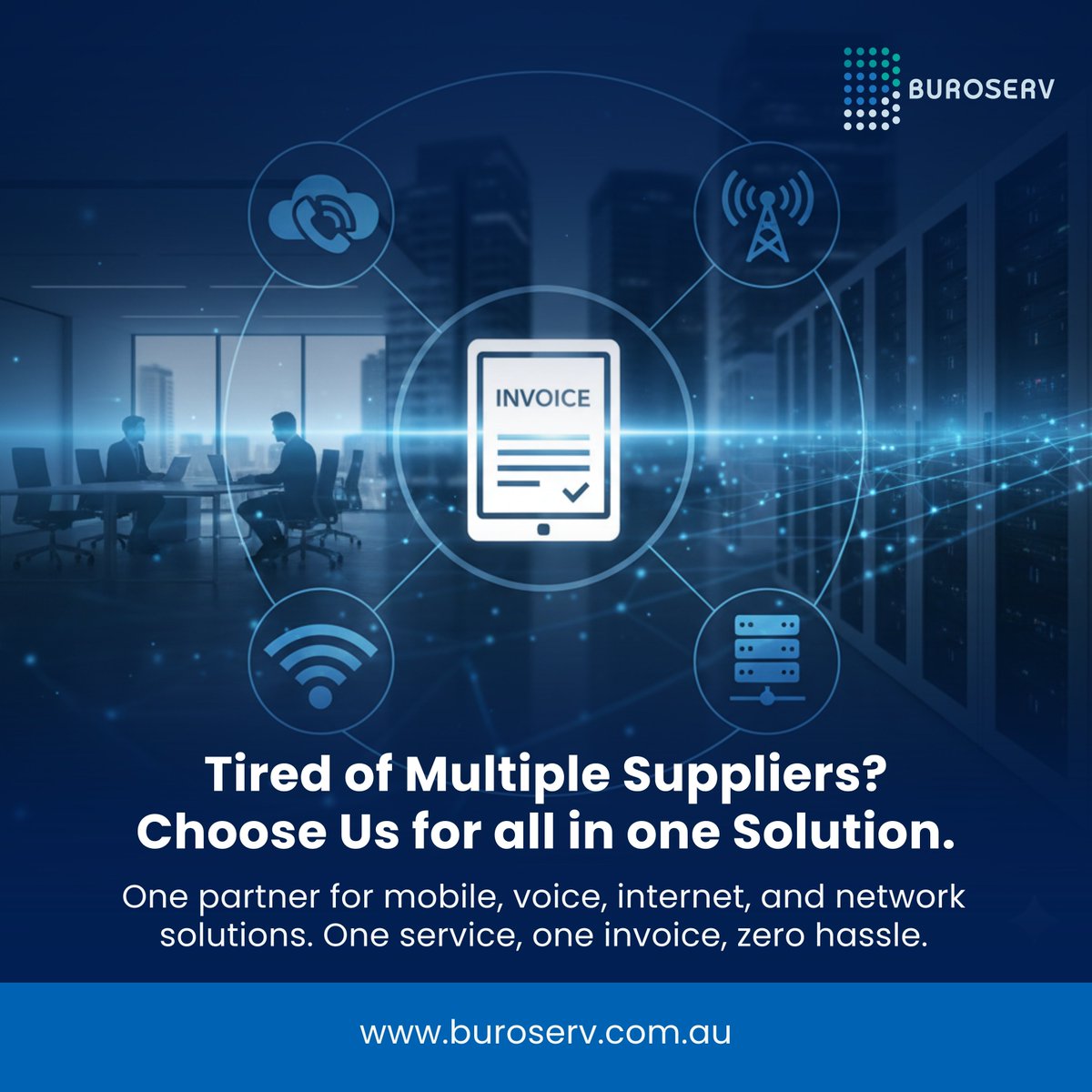 Buroserv_Aus's tweet image. Tired of Multiple Suppliers? Simplify your business life and end the frustration of managing countless accounts and bills.

Consolidate and conquer your communications! Discover the easy way: buroserv.com.au

#Buroserv #AllInOneSolution #SimplifyBusiness #Consolidation