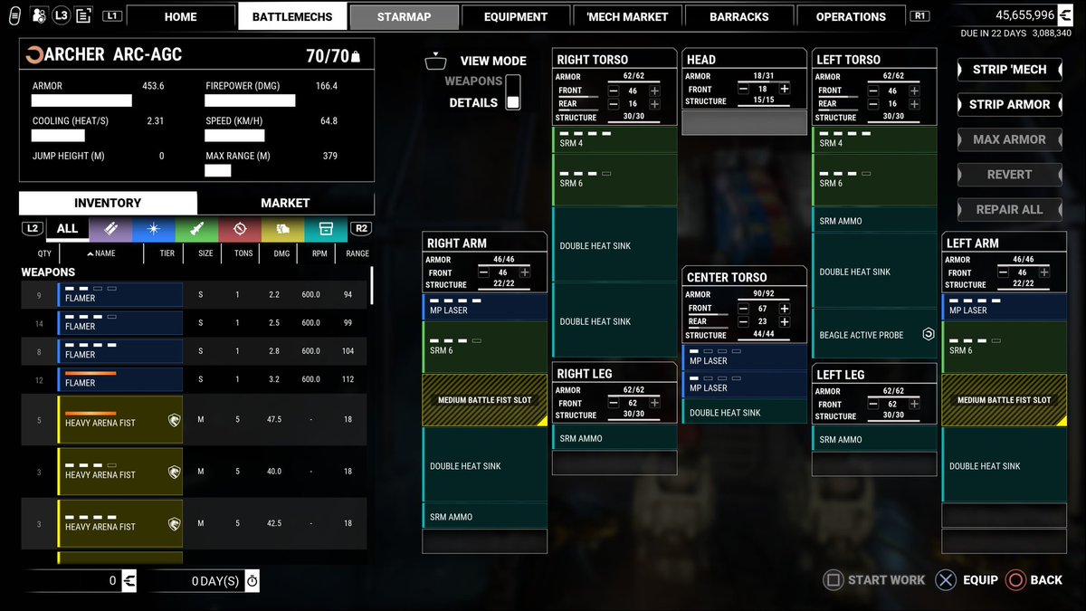 I usually don't mess with the loadouts of the hero 'Mechs but I decided to experiment with the Agincourt.

So um.  How many SRMs is too many?