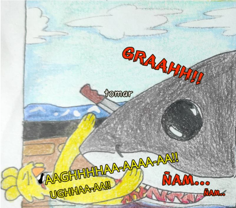 Kingleo_jluisrn's tweet photo. Parte 7 del cómic Jaws 🦈 Imágenes (24/99) — #KickinChicken se retuerce en agonía… #Dadday observa, paralizado por el miedo. El horror no ha terminado. #SmilingCrittersAU #SmilingCritters #SmilingCrittersFanart #PoppyPlaytimeComic https://t.co/WW2tXrUeJQ
