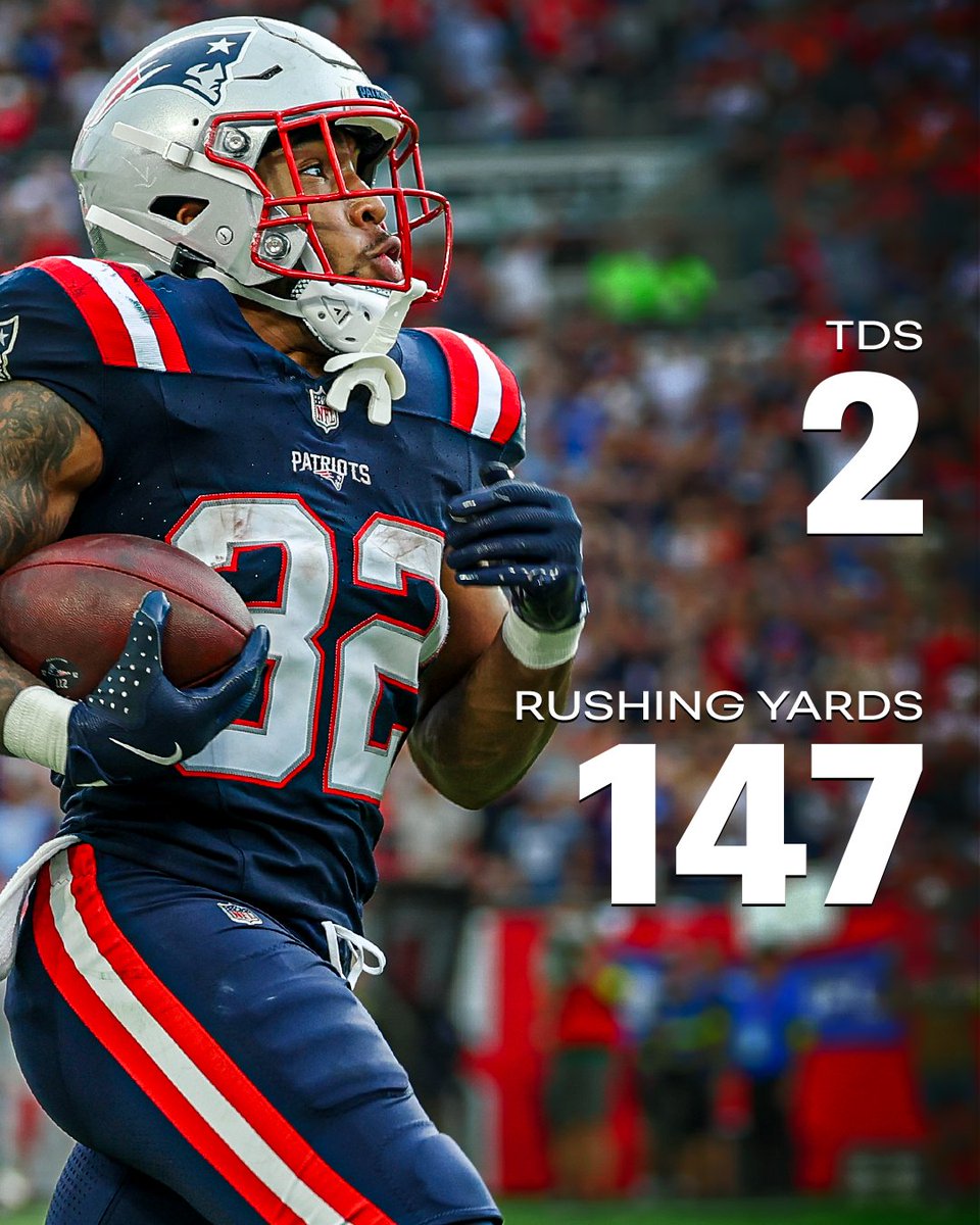 Patriots's tweet image. 147 and 2 TDs @TreVeyonH4 😮‍💨
