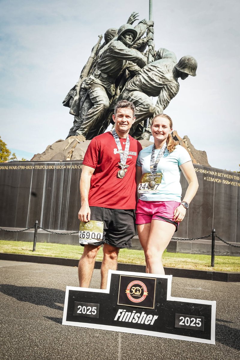 EverettSechler's tweet photo. 7 months after my Dad's health scare, we crossed the finish line at the Marine Corps Marathon in DC. So thankful to have him. Love you dad ❤️. #MCM2025 https://t.co/8zJl7OrpHQ