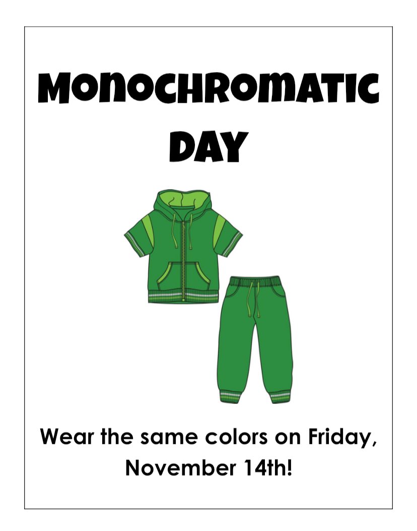 Wear the same colors on Friday, November 14th!