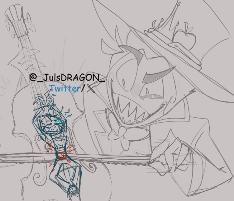 A rough sketch that I probably won't finish😅 just a fun idea I had with a song lyric I heard. "I'll string you up and play you like a fiddle"
#hazbinhotelseason2 #HazbinHotelLucifer #HazbinHotelFanart #LuciferMorningstar #HazbinHotel