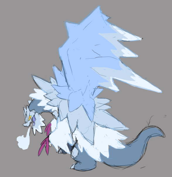 New Deviant Arrives 
Rimeking Baxcalibur, a hulking old Baxcalibur that has lost the ability to regulate its own temperature causing freezing blizzards to follow it. 
#Pokemon 
#pokemonfanart 
#fakemon
#PokemonZA 
#DeviantPokemon