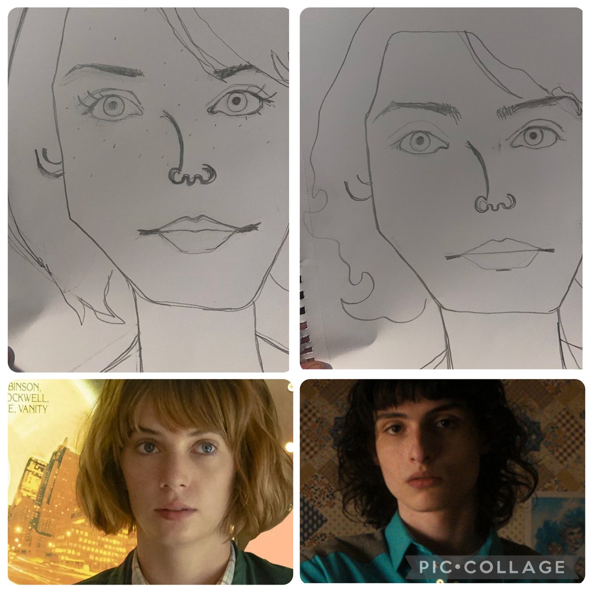 Extremely tired art hand now but made a start on the new drawings :) 

Drawing 2 ready for series 5 of stranger things ☺️

Mike and Robin 

More to come ✨