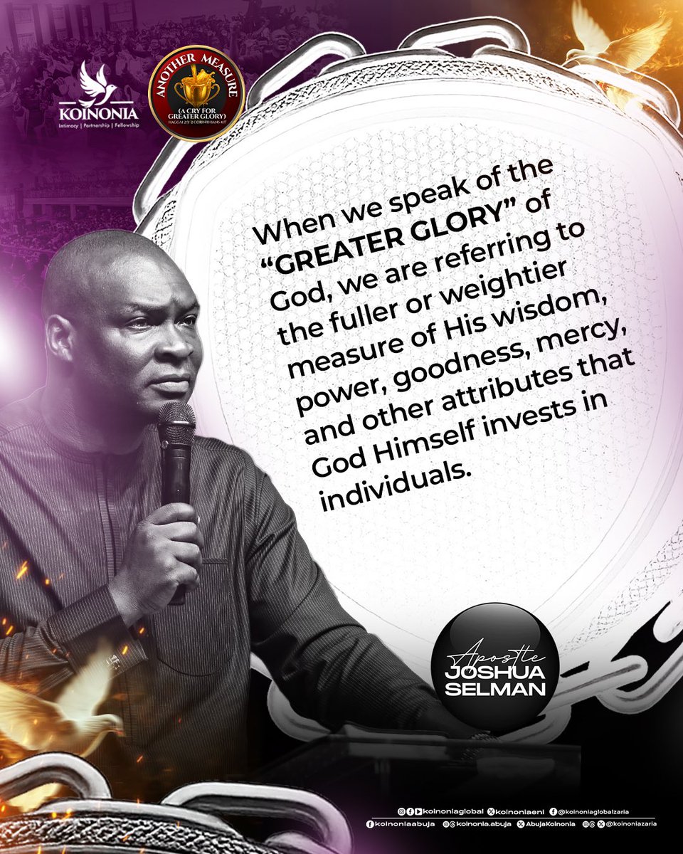 koinoniaeni's tweet photo. #ApostleJoshuaSelman
#AnotherMeasure
#ACryForGreaterGlory
#KoinoniaAbuja
#KoinoniaZaria
#KoinoniaGlobal https://t.co/3VbNRTumsq