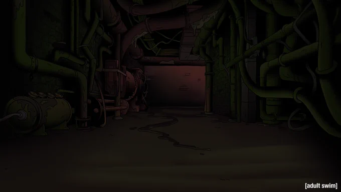 Some background paintings from last week's Smiling Friends episode