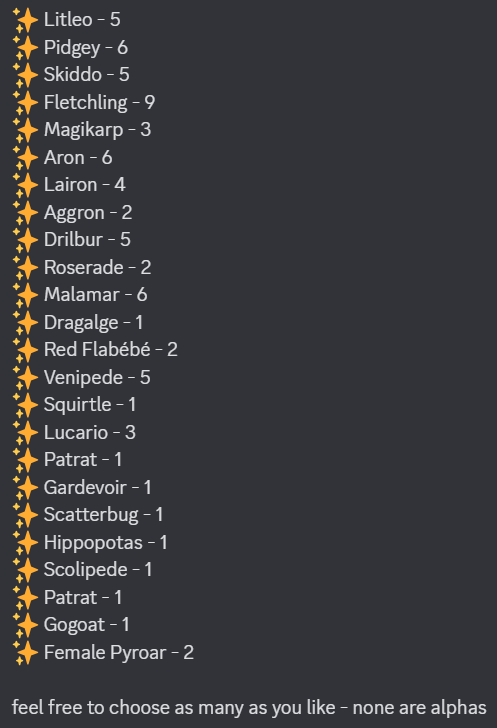 idescyan's tweet photo. SHINY POKEMON GIVEAWAY (ZA ONLY)

Litleo, Pidgey, Skiddo, Fletchling, Magikarp, Aron, Lairon, Aggron, Drilbur, Roserade, Malamar, Dragalge, Red Flabébé, Venipede, Squirtle, Lucario, Patrat, Gardevoir, Scatterbug, Hippopotas, Scolipede, Patrat, Gogoat, Female Pyroar

DM Me! https://t.co/NTnSrMWavu