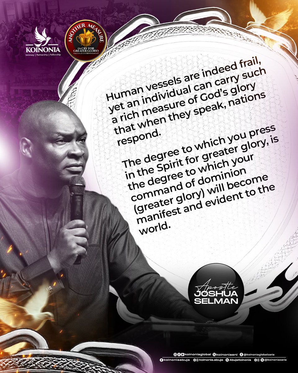 koinoniaeni's tweet photo. #ApostleJoshuaSelman
#AnotherMeasure
#ACryForGreaterGlory
#KoinoniaAbuja
#KoinoniaZaria
#KoinoniaGlobal https://t.co/3zIP0JMSE7