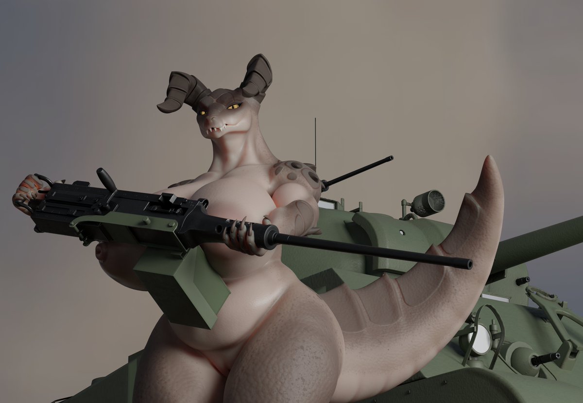 well since yall want me to post more renders heres one.
a big gun for a big woman
