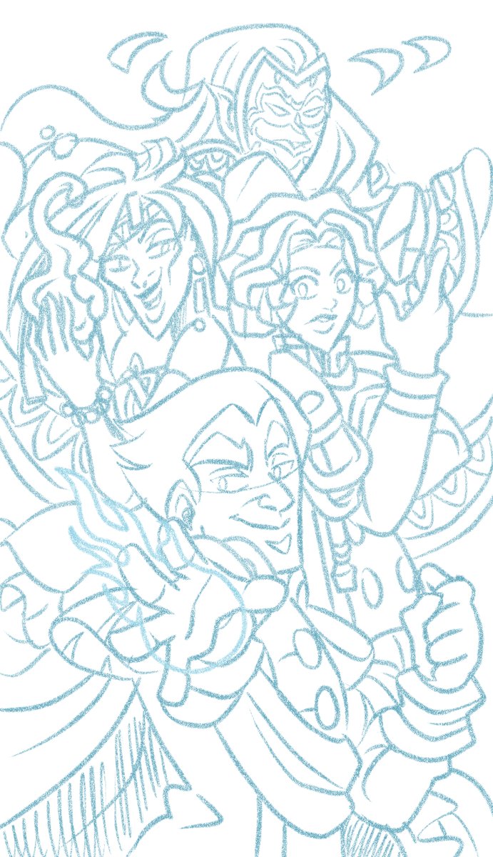 kalenthiah's tweet image. Work in progress picture of the four elemental Generals from OoME. #wip #OoME #webcomics #digitalart