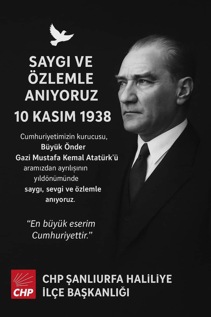 Fikirleriyle, devrimleriyle ve ilke­leriyle yolumuzu aydınlatmaya devam eden Ulu Önder Gazi Mustafa Kemal Atatürk’ü rahmetle anıyoruz. 🇹🇷<a href="/avmehmetkilic63/">Mehmet Can KILIÇ</a>
