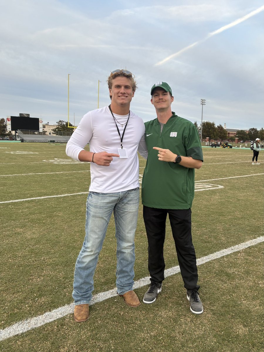 After a great visit and conversation with Coach Harkness <a href="/Stetness/">Coach Stetson Harkness</a> I am blessed to receive an Official Offer to play running back at Oklahoma Baptist University‼️ <a href="/OBU_Football/">OBU Football</a> #OnToVictory #GoBison 🦬

<a href="/VYPEOK/">VYPE Oklahoma</a>
<a href="/sixstarfootball/">Six Star Football | PLUS+</a> 
<a href="/6starfootballOK/">Six Star Football | OKLAHOMA</a> 
<a href="/PrepRedzoneOK/">Prep Redzone Oklahoma</a> 
<a href="/vypesportsguy/">Bill Huddleston</a>