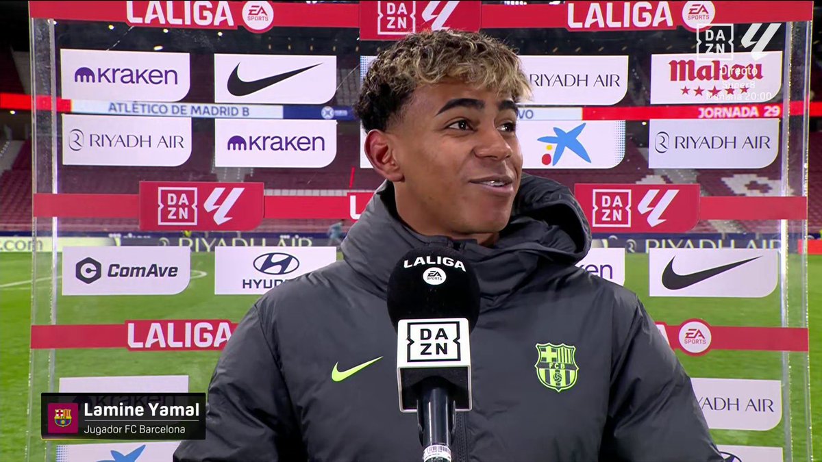 Nancy_fcb's tweet image. 🚨🗣️ Reporter: “You’re just 3 points behind Real Madrid, how do you feel”. 

🗣️Lamine Yamal: “Turn your back, you saw nothing right? That’s how they won’t see us coming (laughs)”