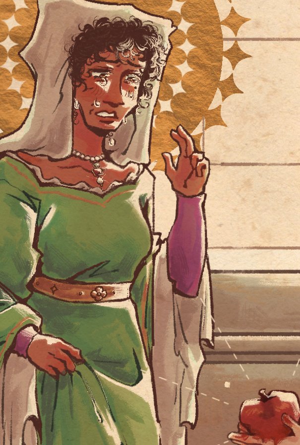 Little sneak peak of my piece for iwtv's fanzine #BloodAndBrocade 🍎✨

Check out <a href="/VelvetCompote/">The Velvet Compote 🪡 Working on B&B</a> for more info on this gorgeous fashion centered artbook and to preorder it on Nov 10 !!! &lt;3