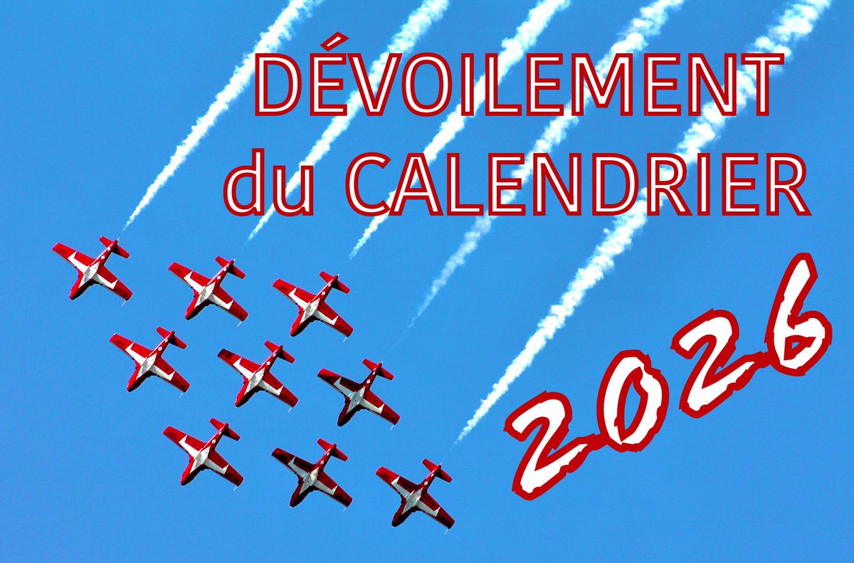 Quebecairshow's tweet photo. UN MOIS JOUR POUR JOUR 📣 Dévoilement du calendrier de spectacles aériens 2026 ✈️
C’est le matin du 9 décembre prochain à l’ICAS - International Council of Air Shows qui aura lieu à Las Vegas que le calendrier 2026 des équipes militaires sera dévoilé. 🗓️ https://t.co/UsXEucS5Y3