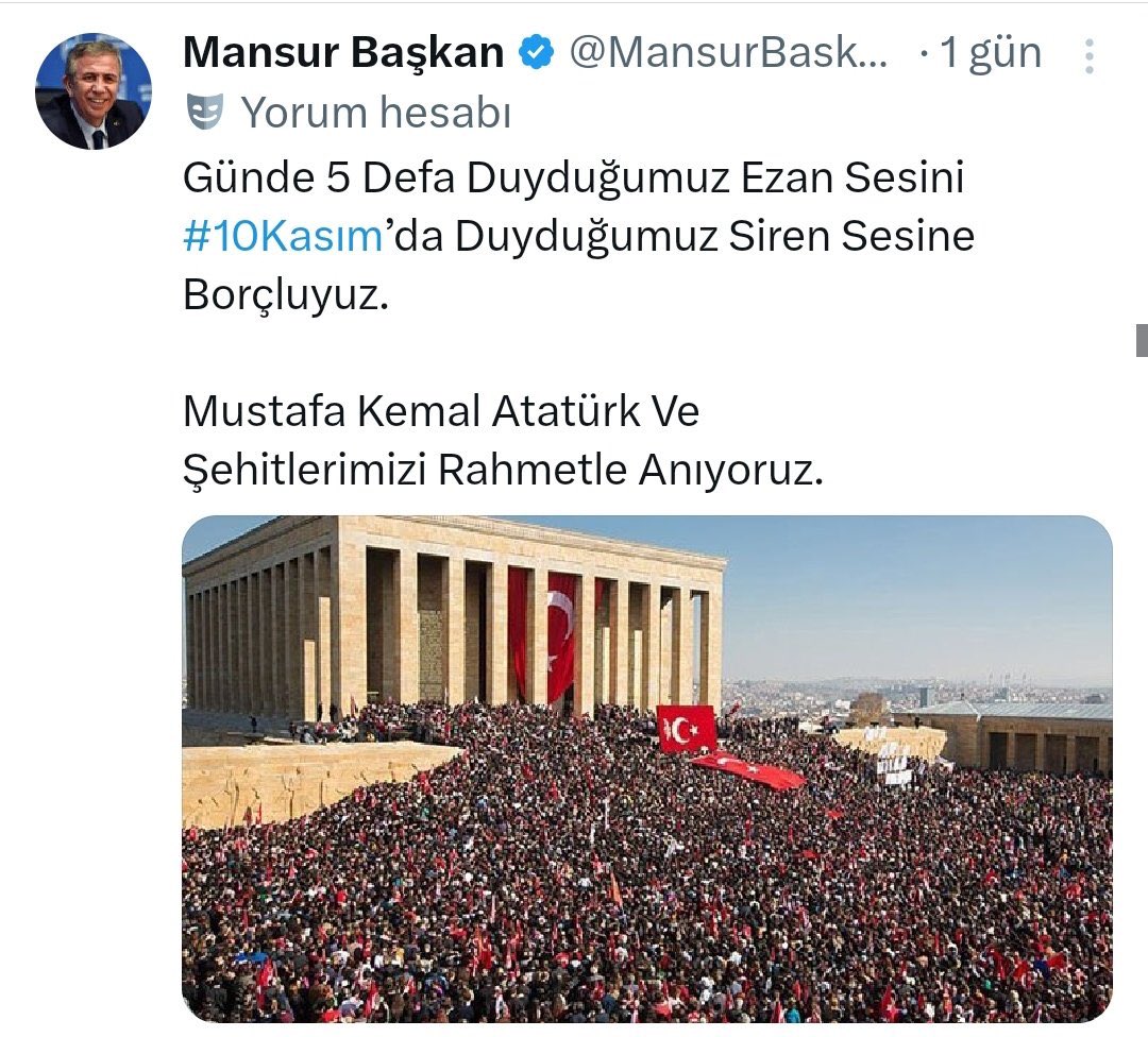 Günde 5 kez duyduğumuz Ezan sesini "Yeter Söz Milletindir" diyen ve Kemalistler tarafından idam edilen rahmetli Adnan Menderes'e borçluyuz...