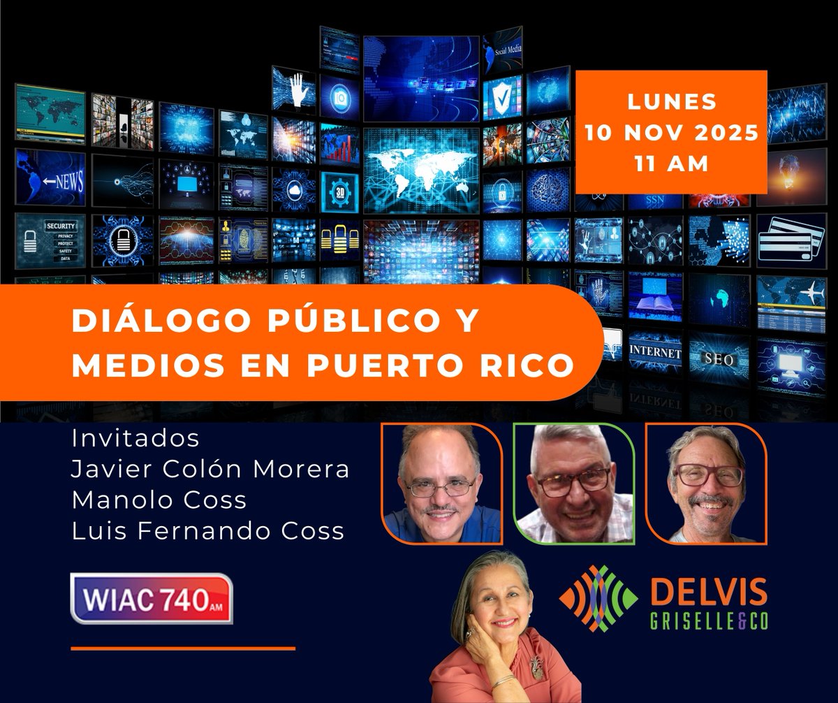 Diálogo público y medios en Puerto Rico. Invitados: Dr. Javier Colón Morera, Manolo Coss y Luis Fernando Coss. Lunes 11 am. #wiac740