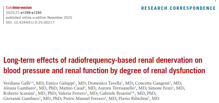 EuroInterventio's tweet image. Radiofrequency renal denervation safely and effectively lowered blood pressure across all CKD stages and was associated with a slower decline in kidney function during long-term follow-up.
eurointervention.pcronline.com/article/long-t…
@FlavioRibichini @MdScarsini @FezziSimone