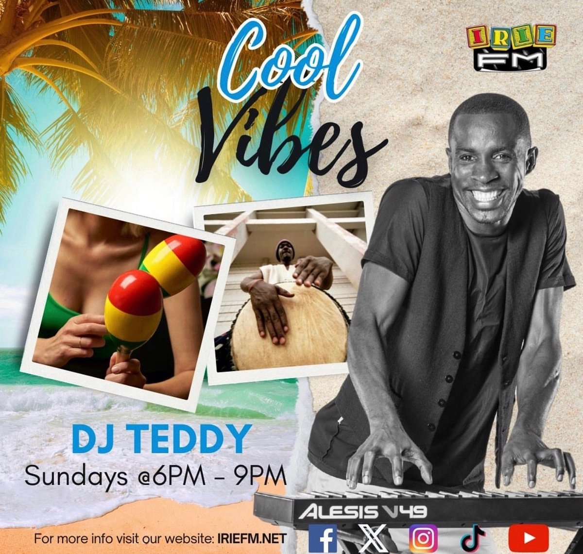 IRIE_FM's tweet image. Get ready for some Cool Vibes with DJ Teddy! Tune in to IRIE FM right now till 9 PM for the ultimate musical experience. Don’t wait, the vibes are already calling! Let’s make this a night to remember! #CoolVibes #DJTeddy #IRIEFM @djteddy876