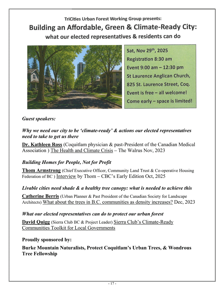 Hold the date! See below for an engaging conference coming up this month.

Entitled "Building a More Affordable, Green &amp; Climate-Ready City: what our elected representatives &amp; residents can do", we invite you to join the panel of speakers for this timely event.