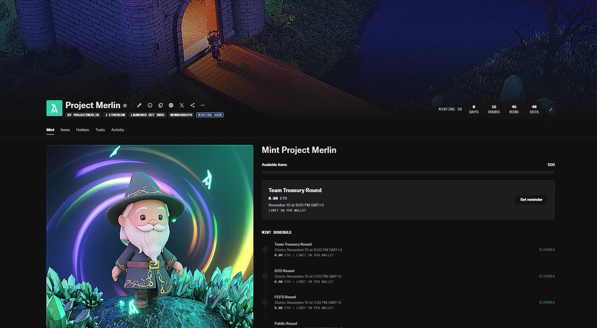 ProjectMerlinio's tweet image. Project Merlin NFT Mint Starts Tomorrow on OpenSea

🔗 opensea.io/collection/pro…

Project Merlin Yappers, thank you for your contribution! You have become an essential part of our growing ecosystem. Congratulations to everyone on the leaderboard. The snapshot has been taken, and…