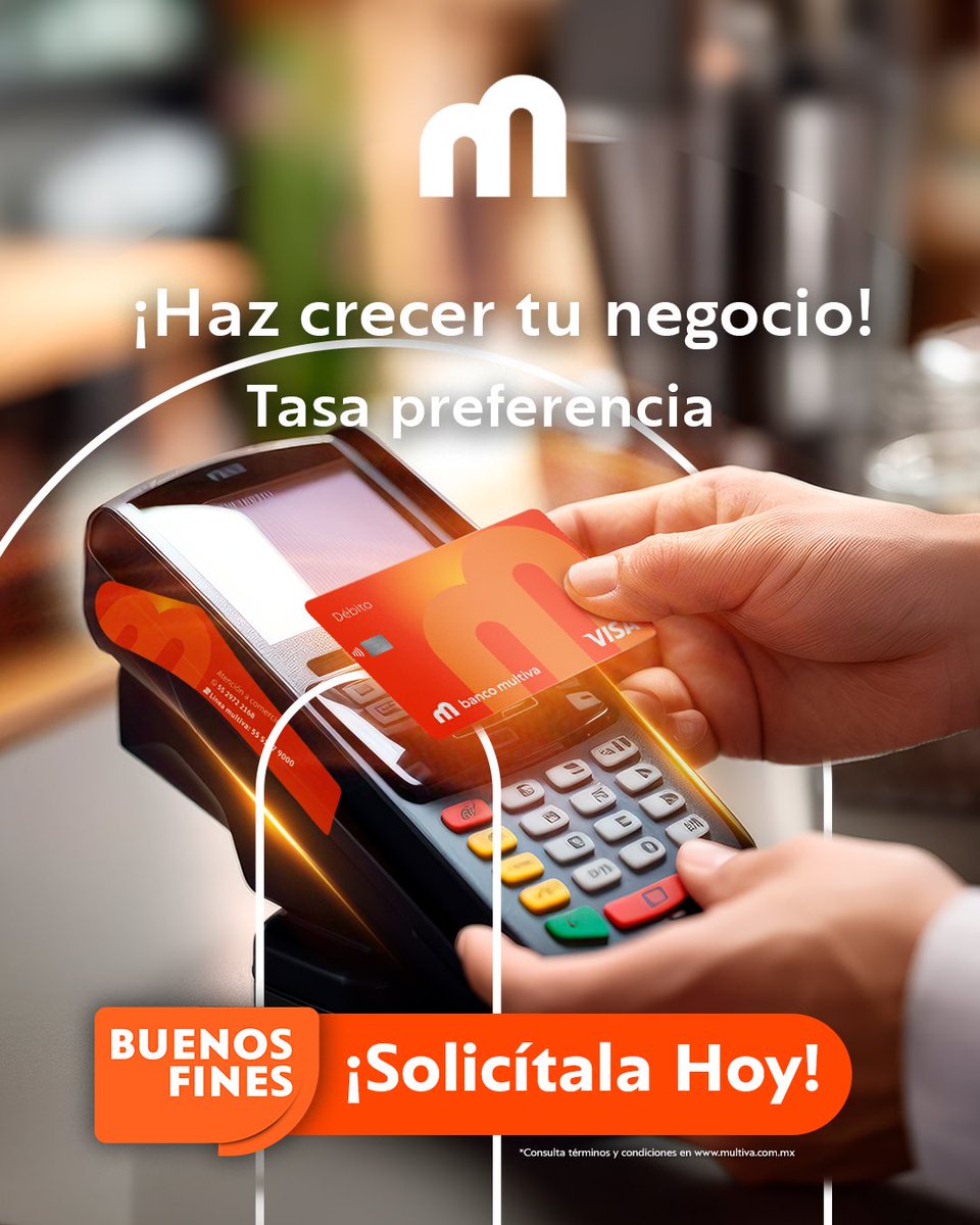 Recibe pagos con una de las tasas más competitivas del mercado, solicitando tu TPV Multiva durante Noviembre.
¡Solicítala en nuestras sucursales!

Multiva. Imagínate.
#BuenosFinesMultiva #TPVMultiva #Imagínate