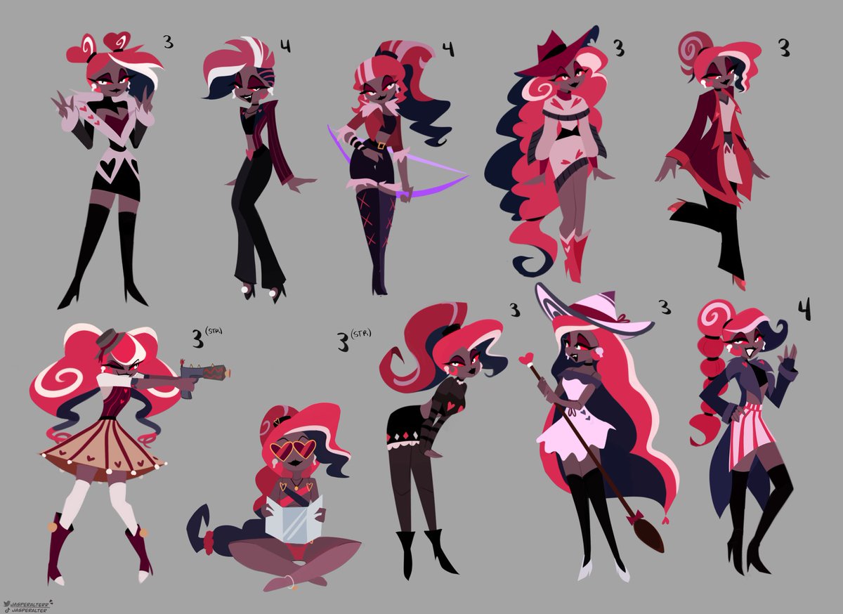 All of velvettes outfits from ep3/4🎀
#HazbinHotel #hazbinhotelseason2