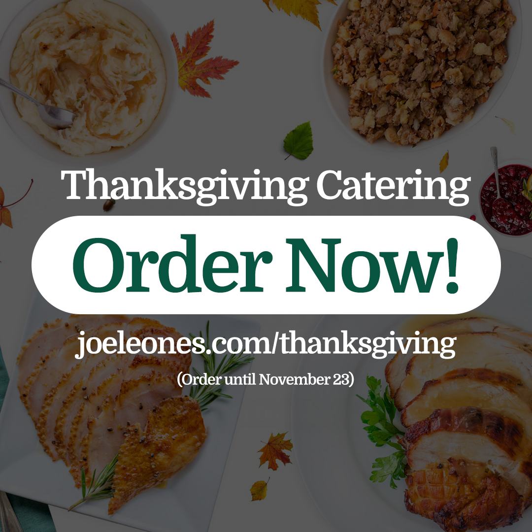 🦃 Thanksgiving catering online ordering is here! Starters, Entrées, Sides and more! Order until 11/23. Order: joeleones.com/thanksgiving
