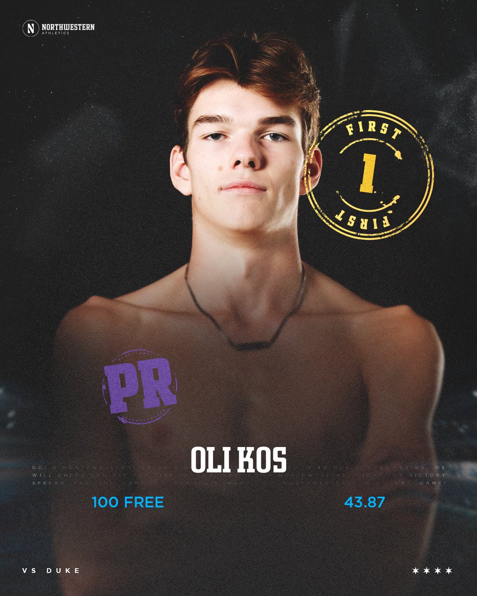⭐️ So. Oli Kos claimed two individual event victories against Duke this weekend

Friday: 200 fly in 1:45.08
✔️First-place finish ✔️9th in the Big Ten

Saturday: 100 free in 43.87
✔️PR ✔️First-place finish
