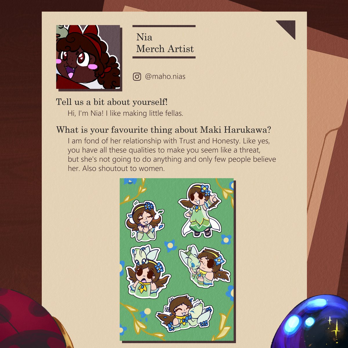 CONTRIBUTOR SPOTLIGHT 🎀🧸

This adorable art style belongs to our first merch artist, Nia! Their artwork is delightful and gives life and personality to the characters they draw!

IG: @/maho.nias