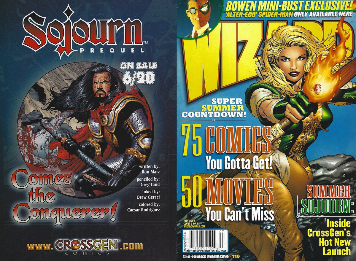Wizard 118 featured a 5 page preview of the Sojourn Prequel comic by CrossGen. Despite having the main character of the book, Arwyn on the cover of the issue, she's not even featured in this story!