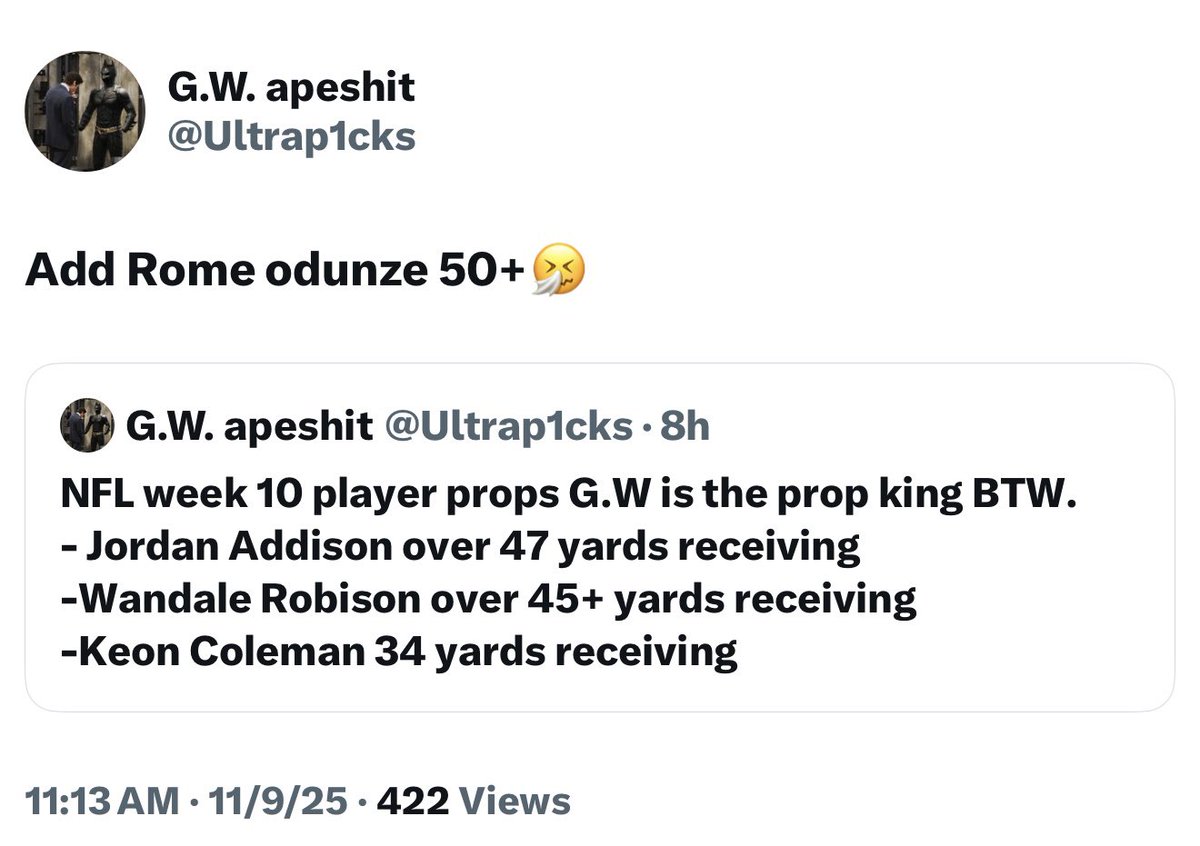 Ultrap1cks's tweet photo. 8 for 9 today unreal!!!! (Kittle for sure scores) like I said no one is DOING IT LIKE G.W taking the night off be back tomorrow with my play of the month dropping it for free if this post gets 50 likes/RTs. Once again UR WELCOME 🫡🫡 no one does nfl like me https://t.co/PP36hxBU8l