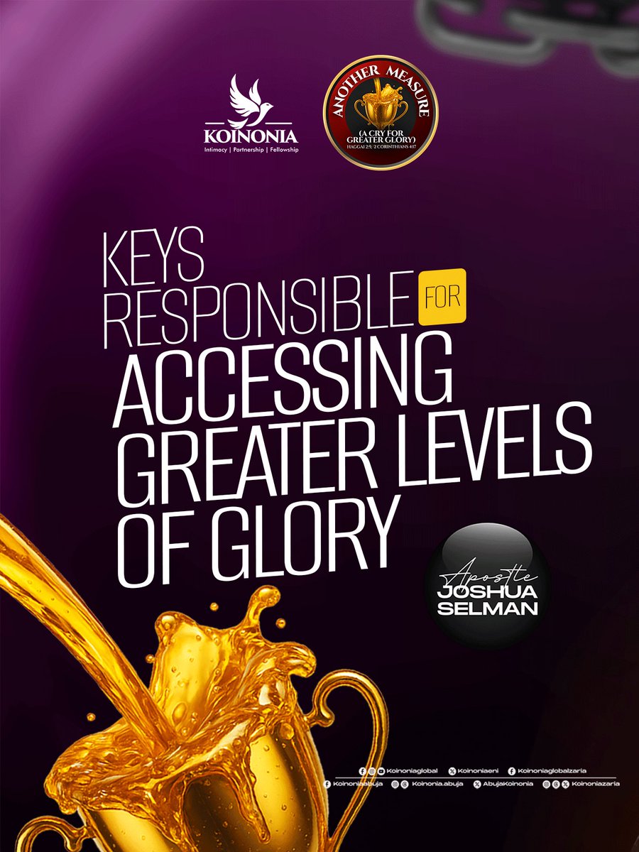 koinoniaeni's tweet photo. #ApostleJoshuaSelman
#AnotherMeasure
#ACryForGreaterGlory
#KoinoniaAbuja
#KoinoniaZaria
#KoinoniaGlobal https://t.co/XfCoEwl5R4